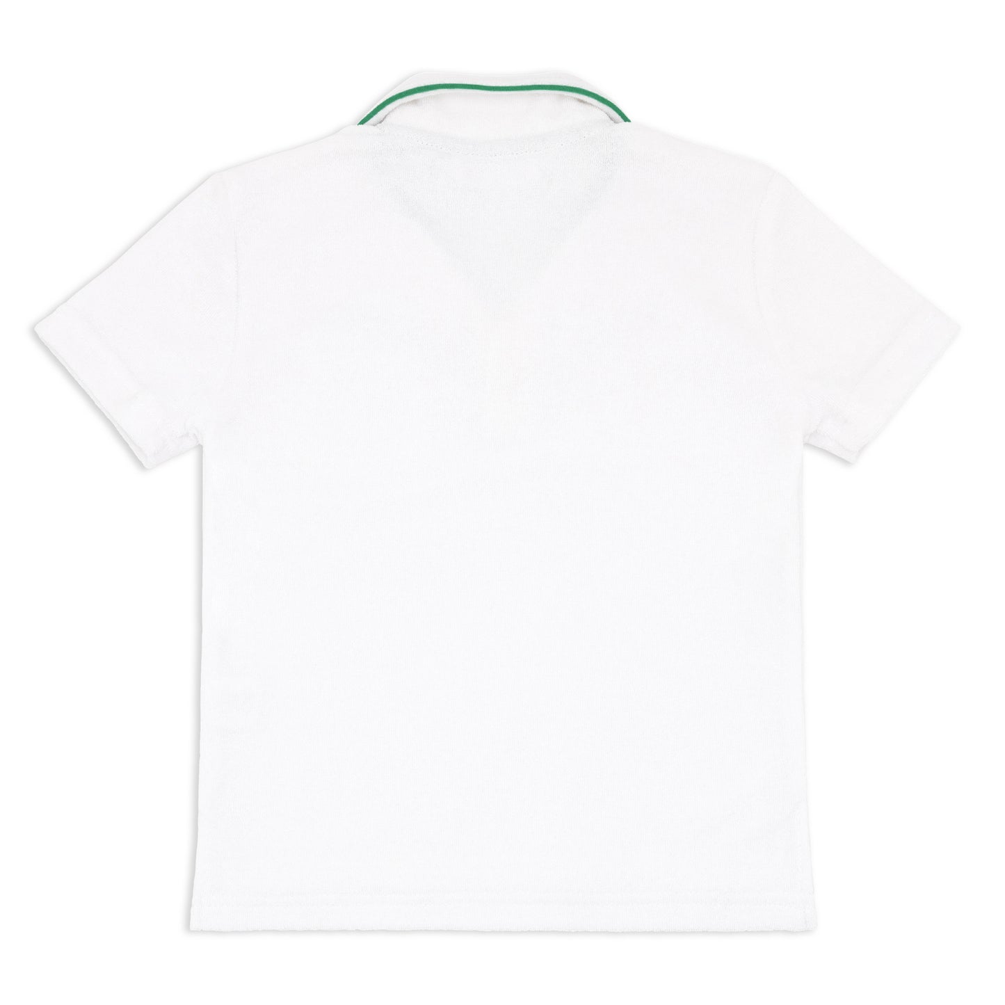Unisex White French Terry Polo with Deep Mint Trim