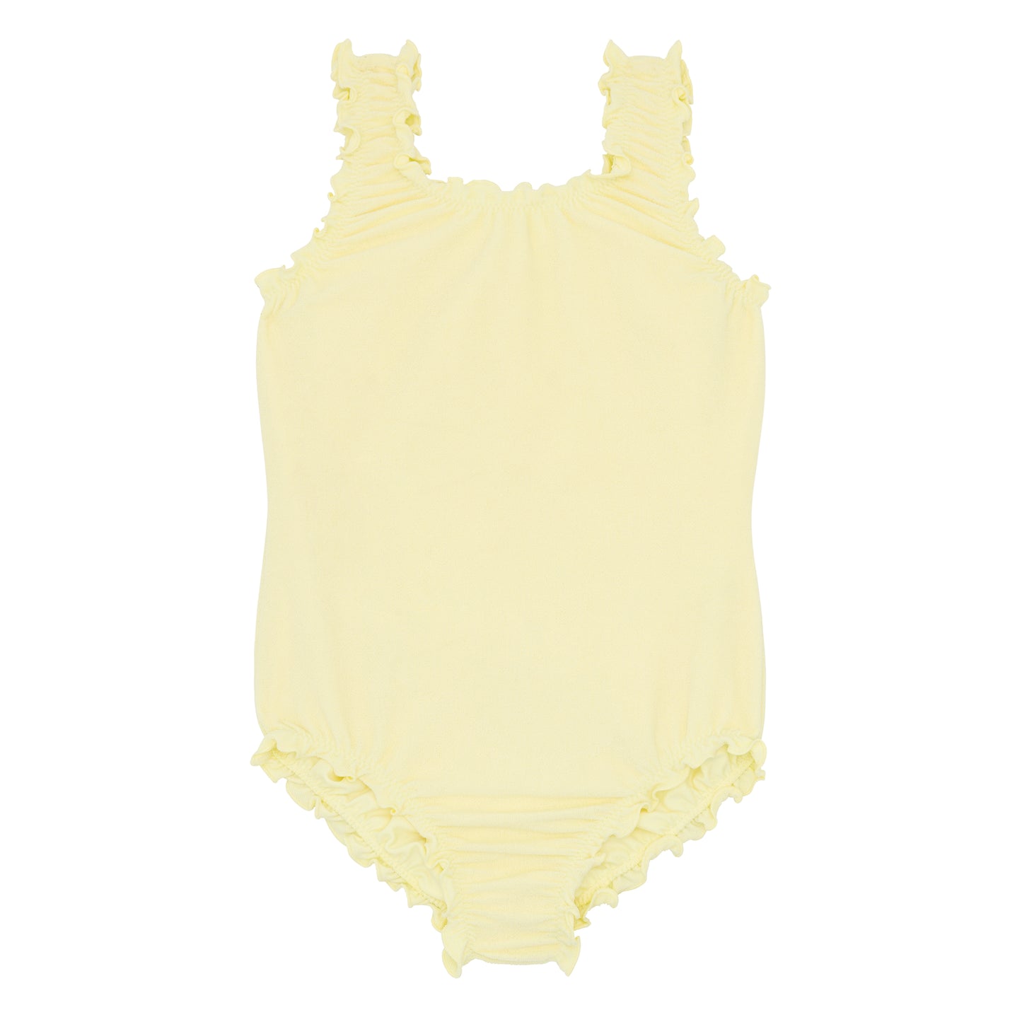 Butter Yellow Terry Ruched Scoop Neck One Piece