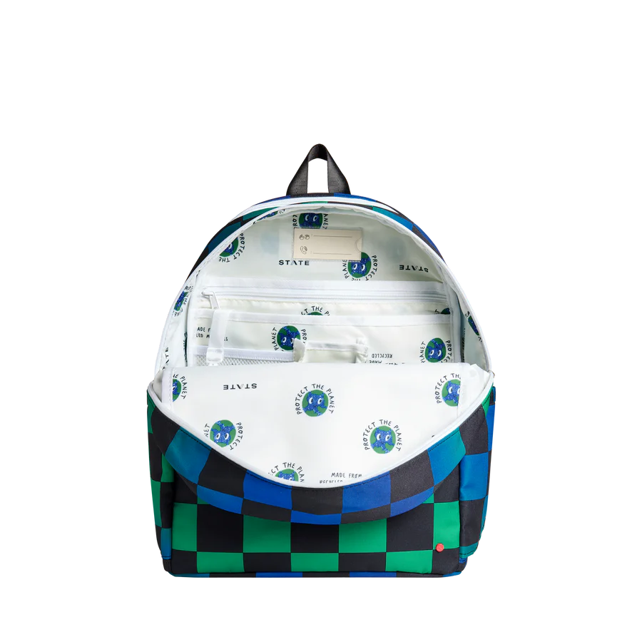 Kane Double Pocket Backpack Blue Puffer Check