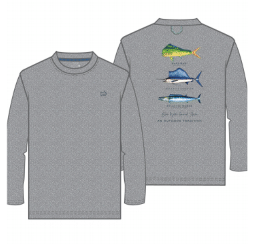 LS Pro-Performance Fishing T-shirt Grey 3 Fish