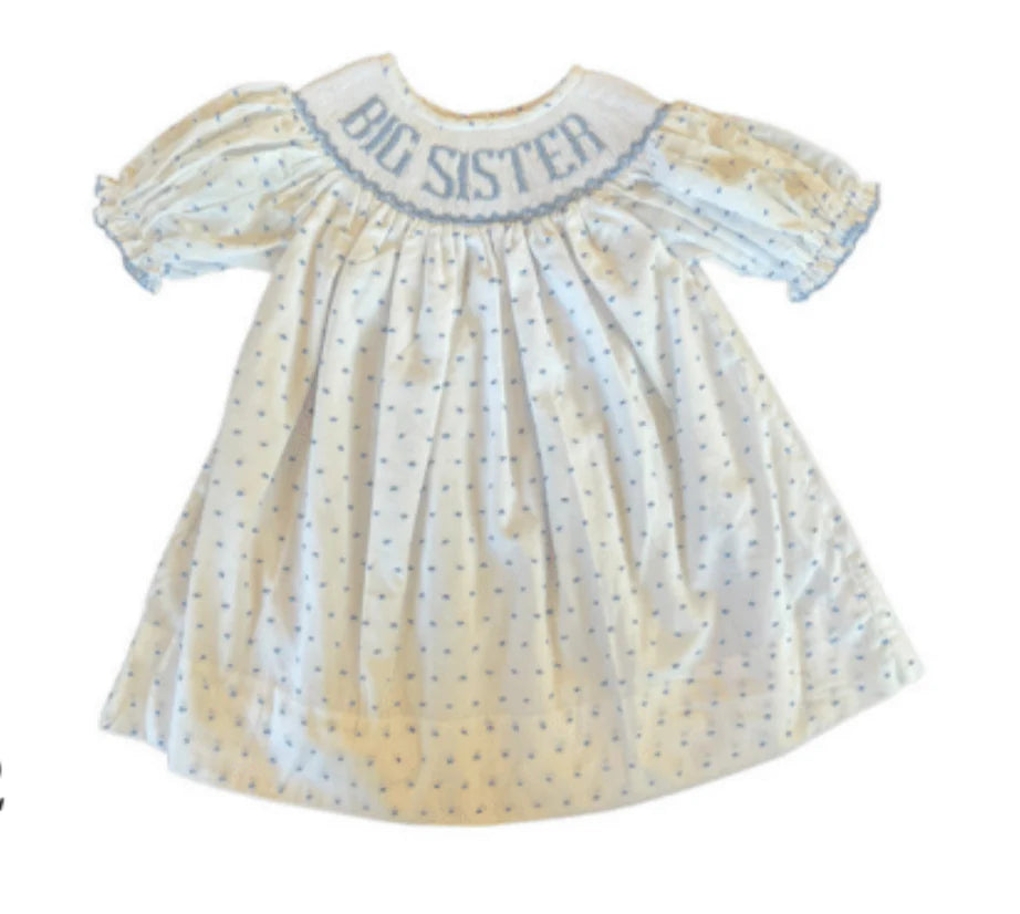 Big Sister Dress Blue Swiss Dot