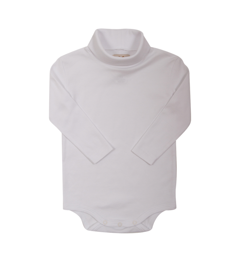 Tatum's Turtleneck Onesie Neck Snaps Worth Ave White
