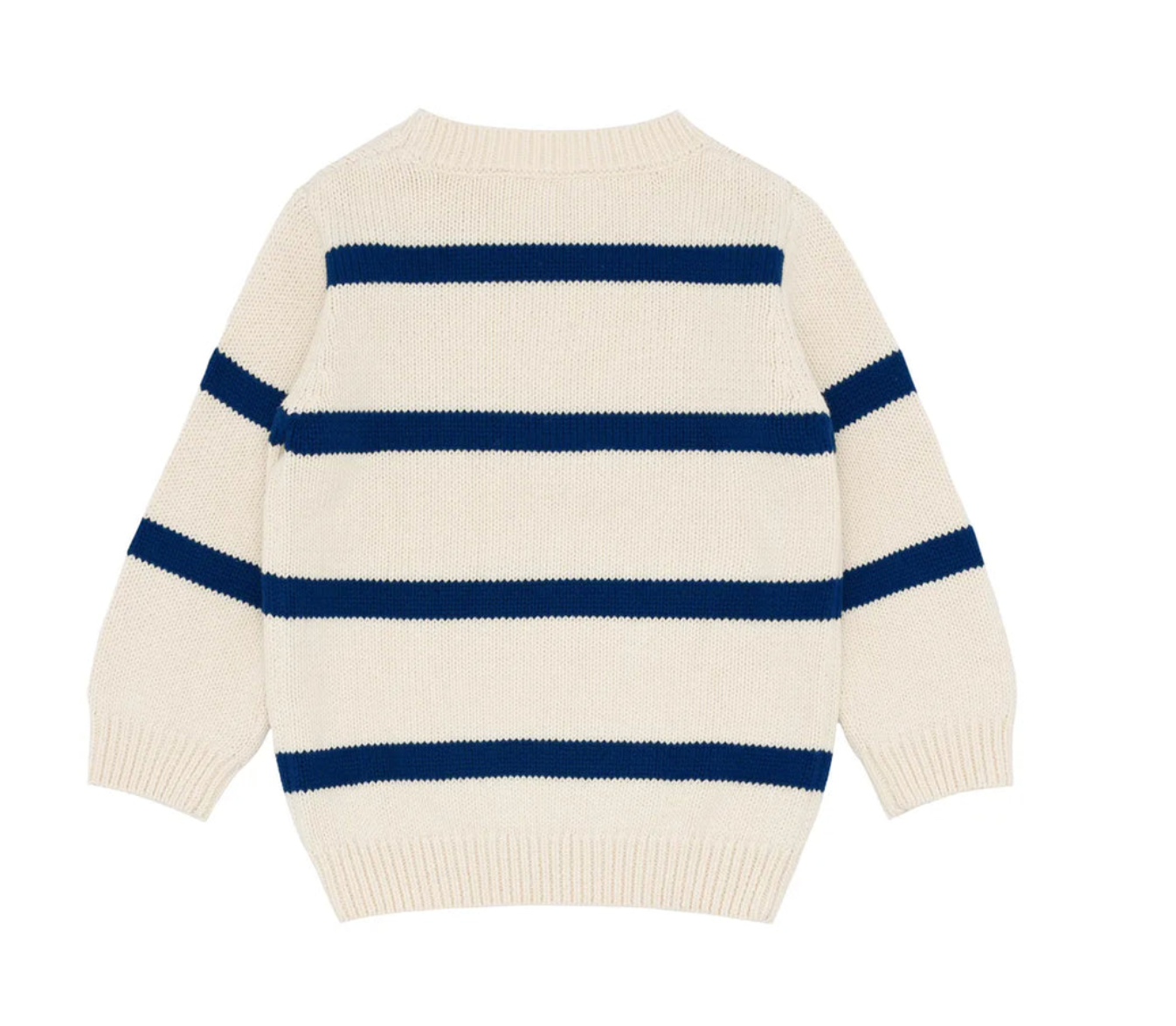 Unisex Cream/Navy Wide Stripe Knit Sweater