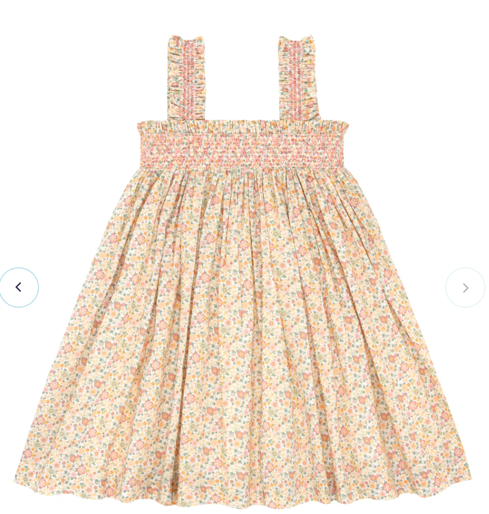 Marigold Floral Ruffle Strap Smocked Dress