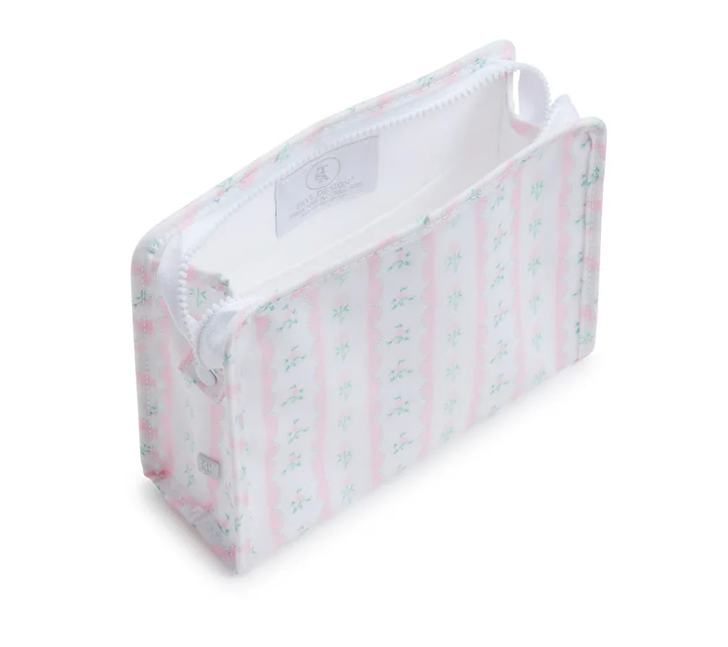 Roadie Small Zip Pouch Ribbon Floral Pink