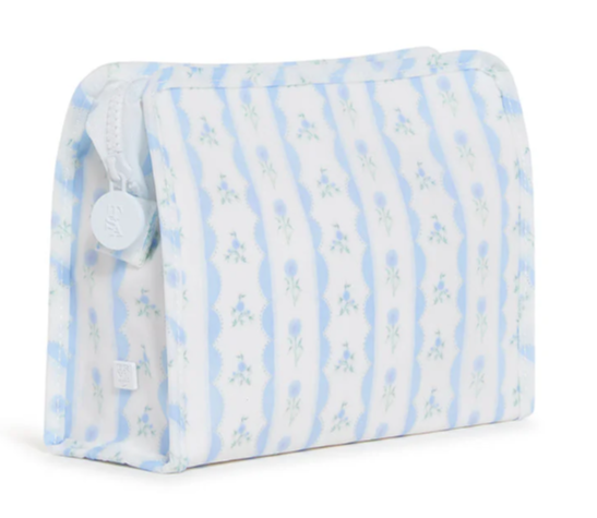 Roadie Small Zip Pouch Ribbon Floral Blue