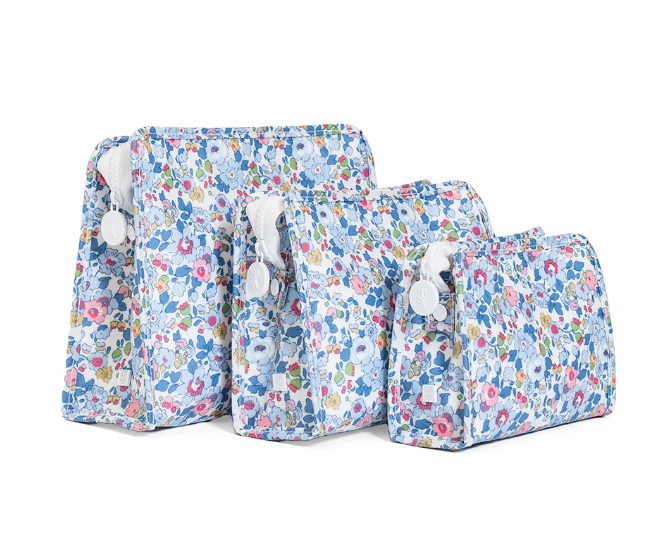 Roadie Small Zip Pouch Ribbon Floral Blue