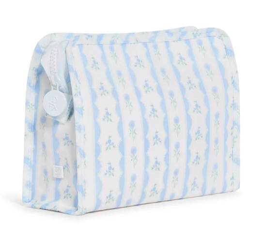 Roadie Medium Zip Pouch Ribbon Floral Blue