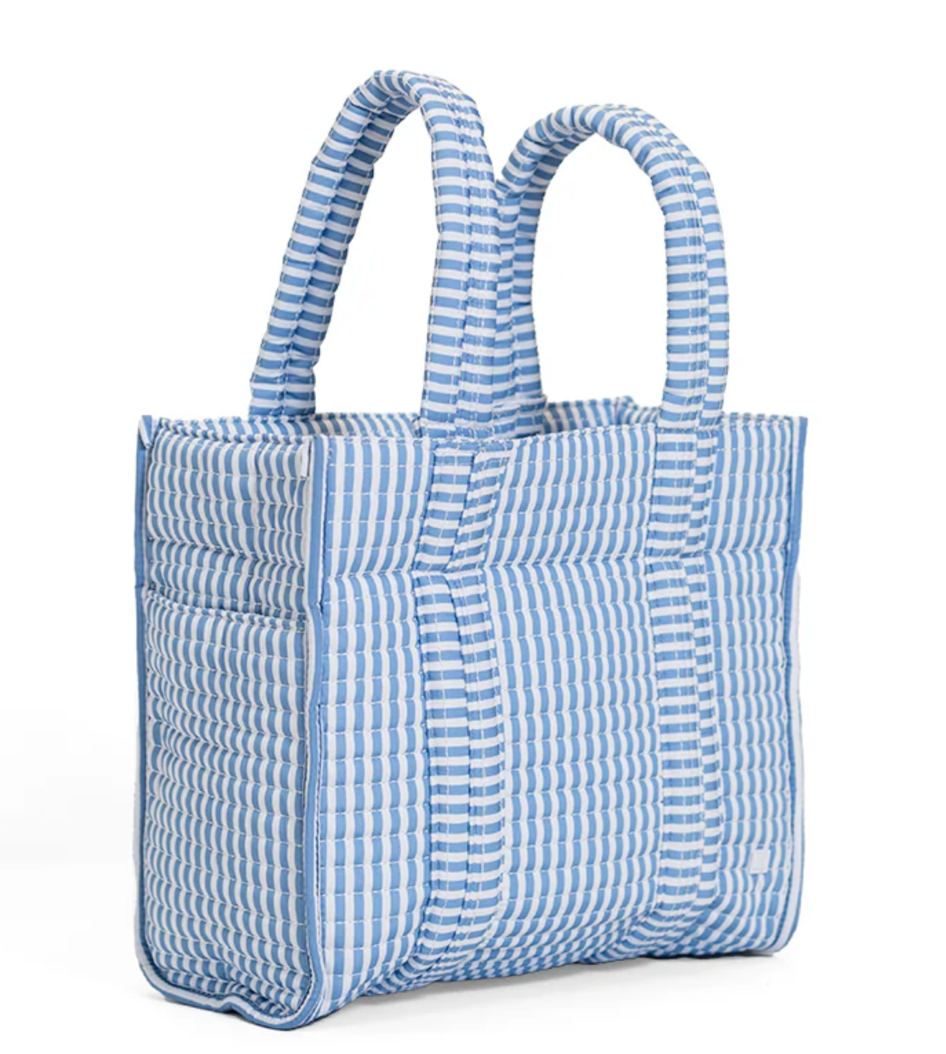 Quilted Mini Go Go Tote Pimlico Stripe Chambray