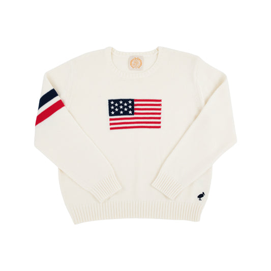 Seaton Sweater Intarsia Palmetto Pearl/American Flag