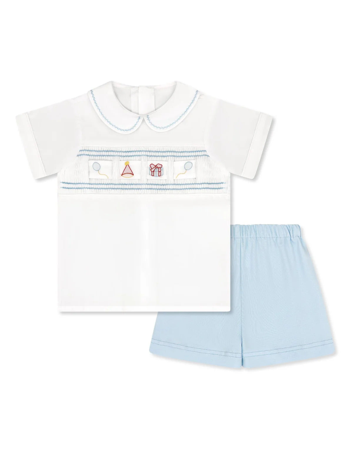Noah Ribbon Short Set Blessings White/Beaumont Blue