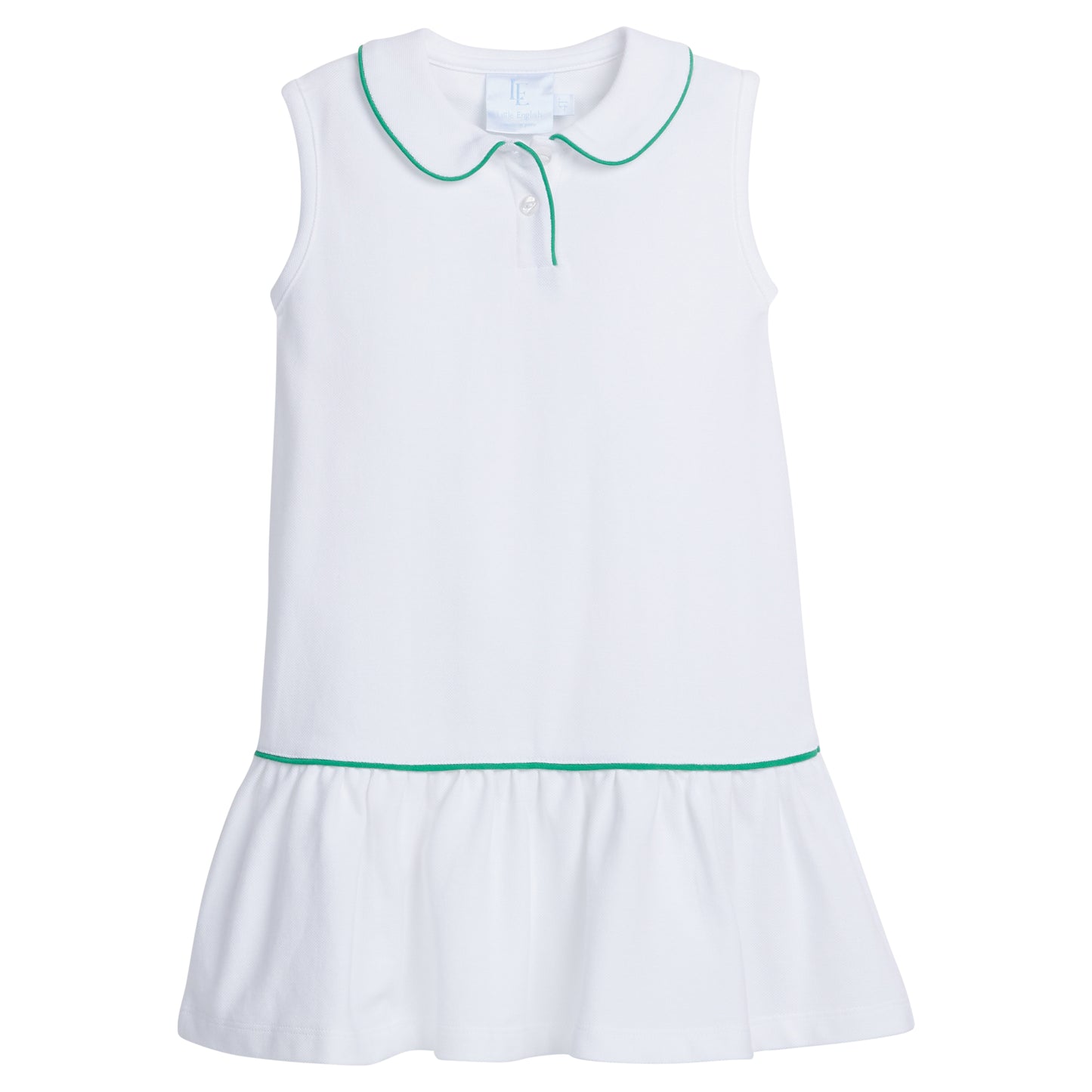 Sleeveless Polo Dress White With Green