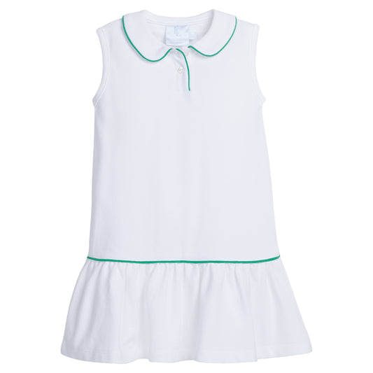 Sleeveless Polo Dress White With Green