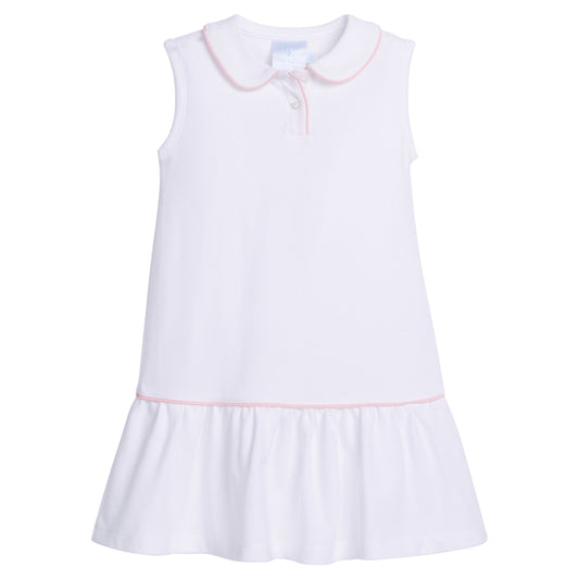 Sleeveless Polo Dress White With Light Pink