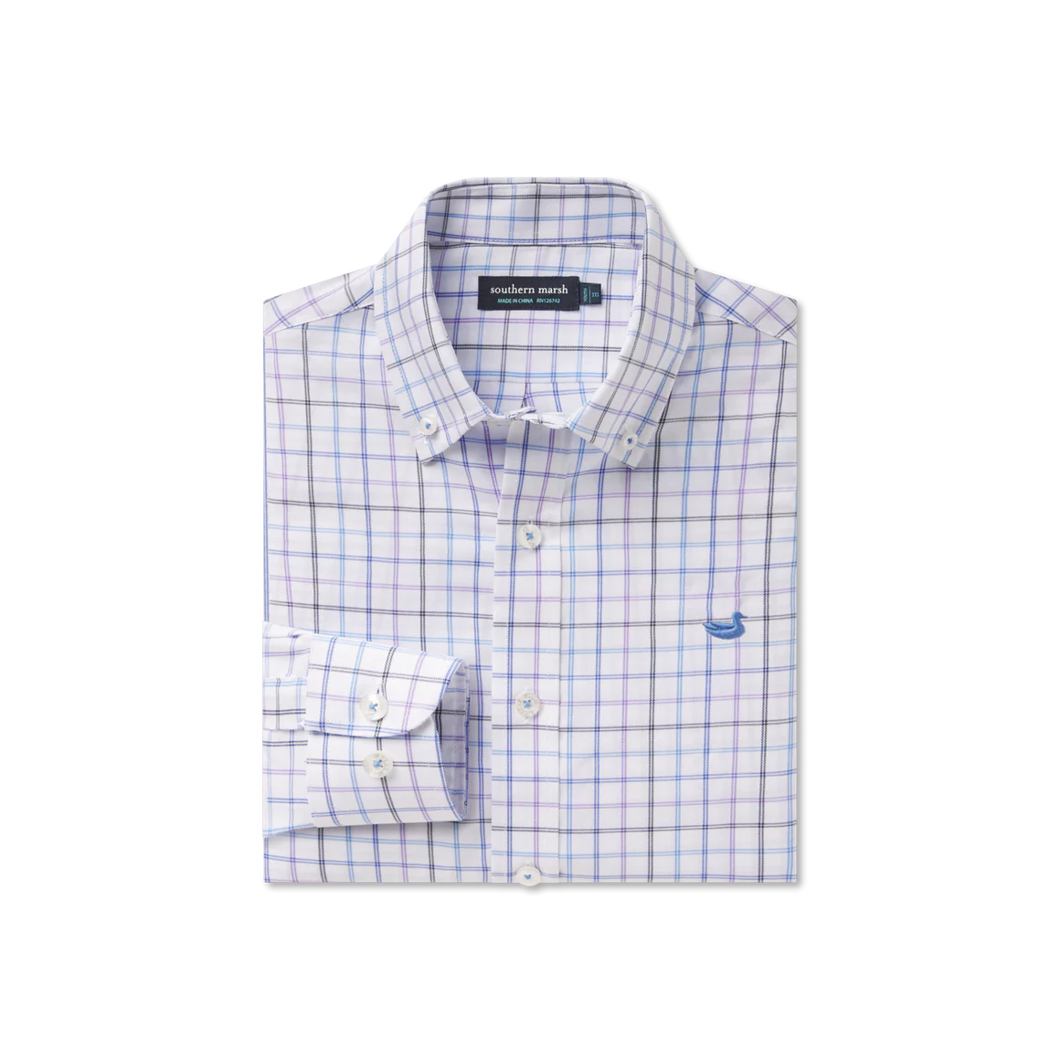 Youth Chateau Windowpane Dress Shirt Navy/French