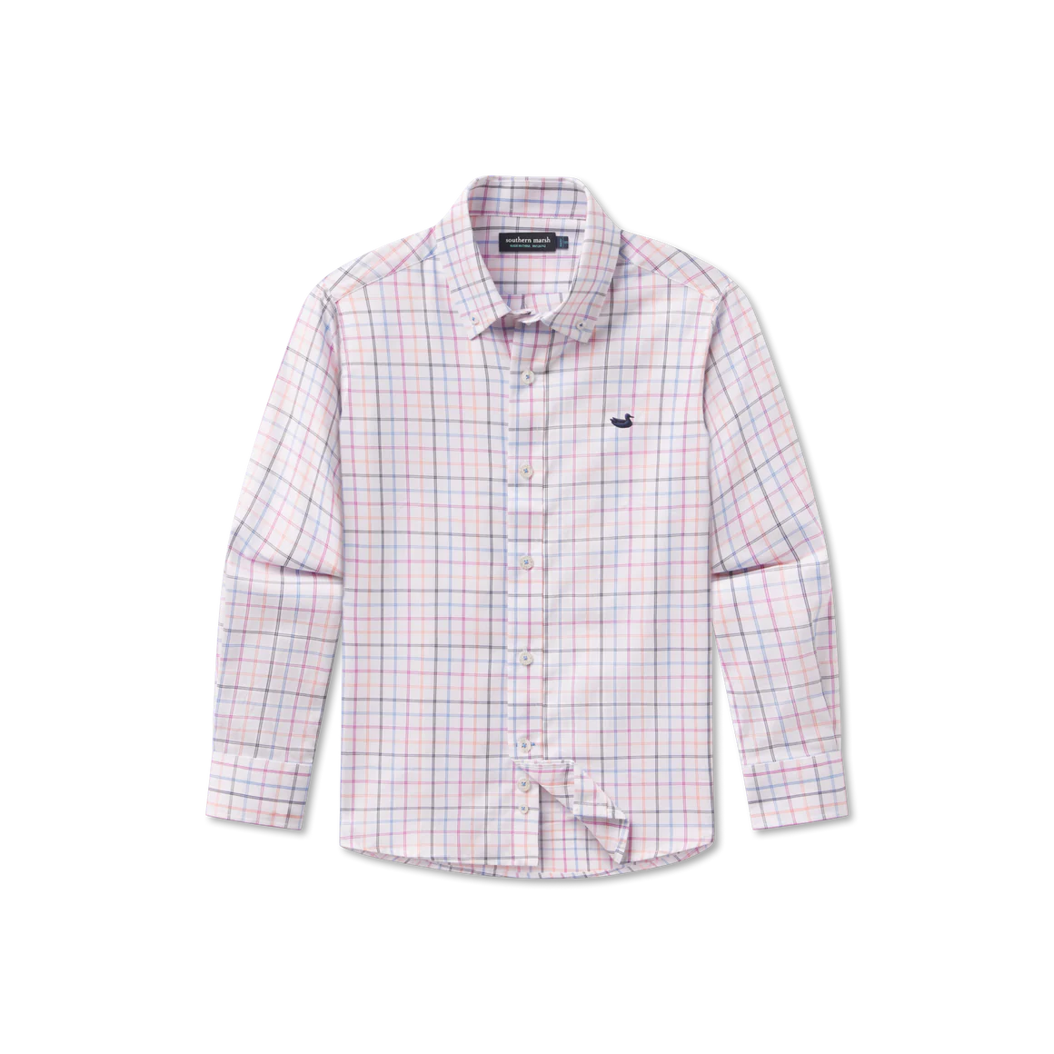 Youth Chateau Windowpane Dress Shirt Navy/Peach