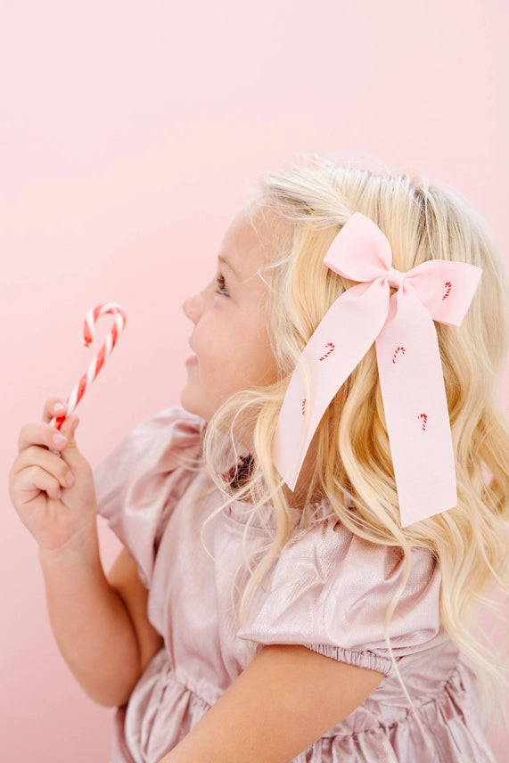 Candy Cane Village Bow Pale Pink