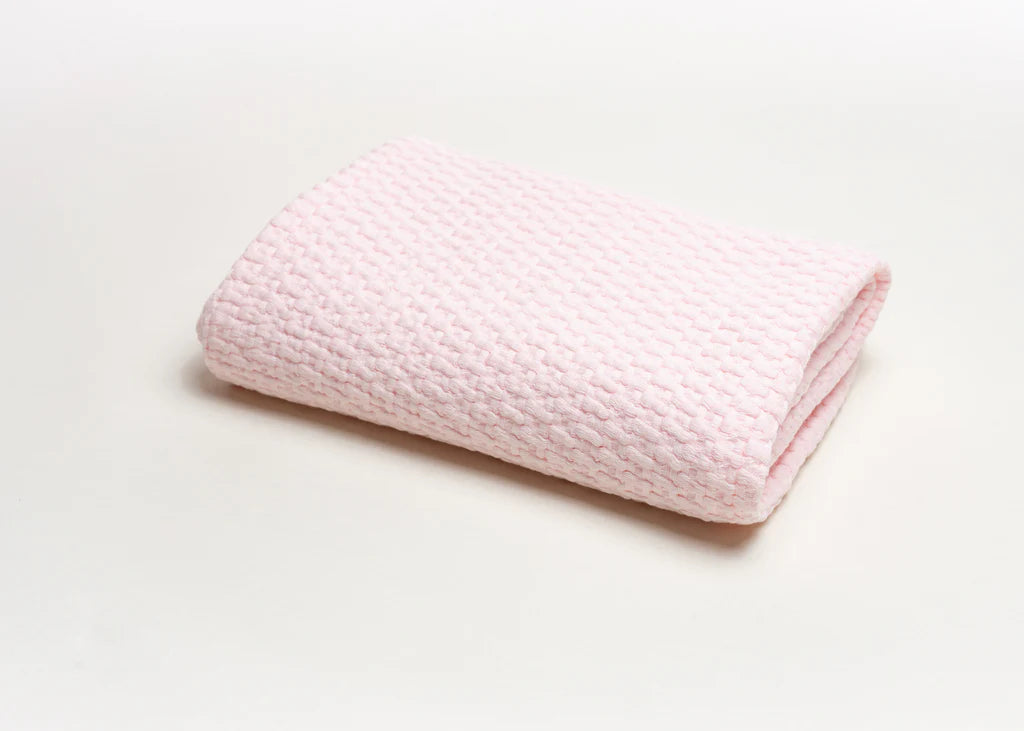 Pink Stonewashed Basket Weave Blanket with Binding 46"x36"