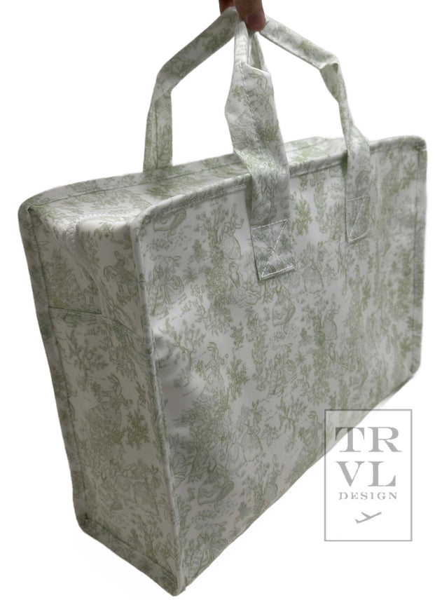Overnight Tote Bunny Toile Green