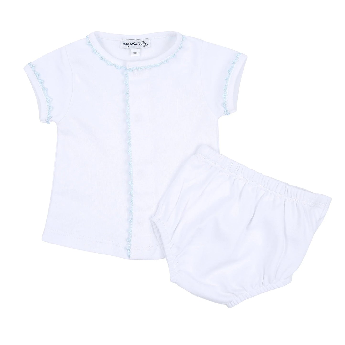Baby Joy Blue Crochet Trim Diaper Cover Set