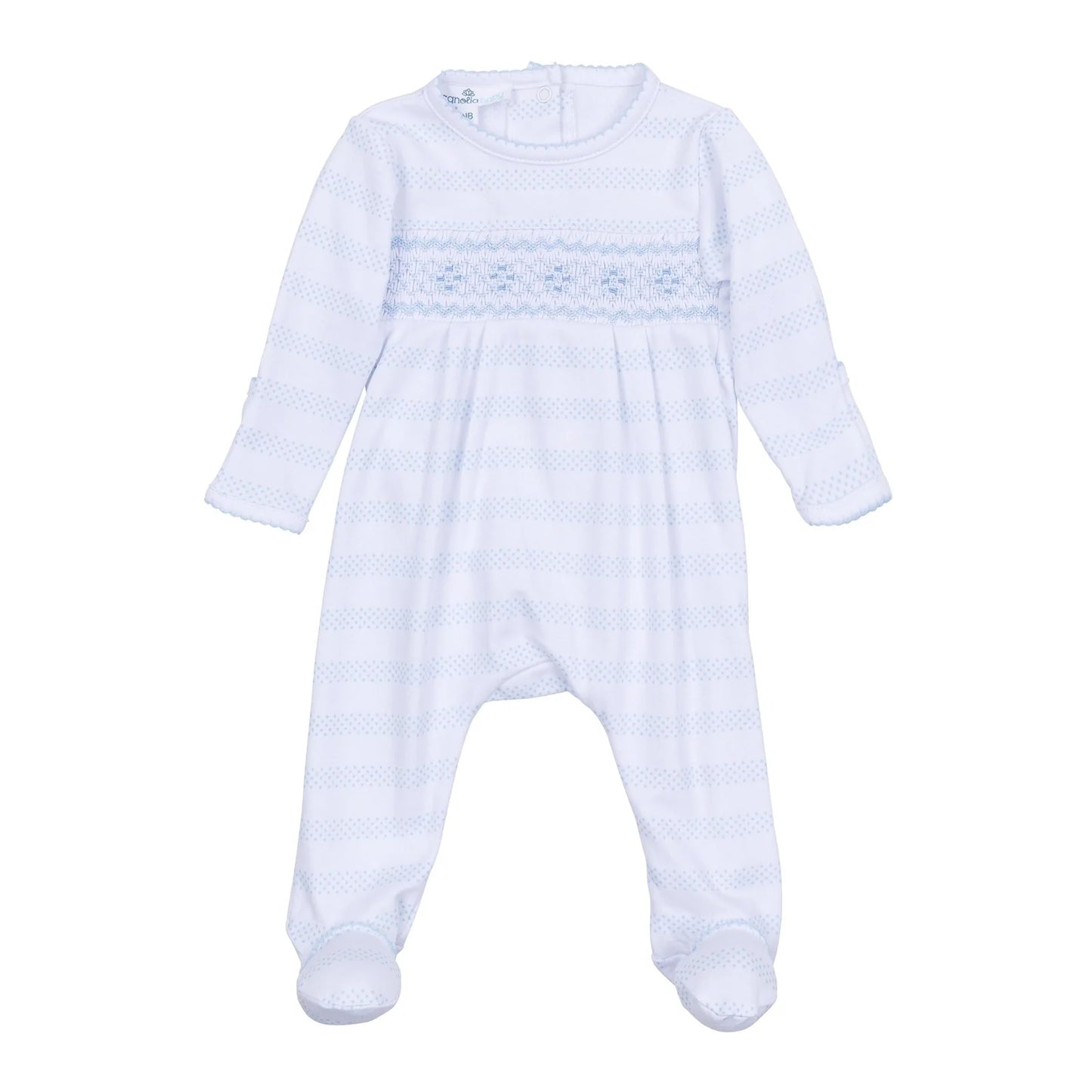 Baby of Mine Footie Smocked Light Blue