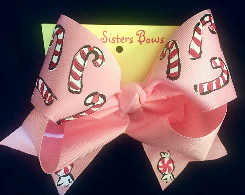Candy Cane Mints Hand Painted Bow