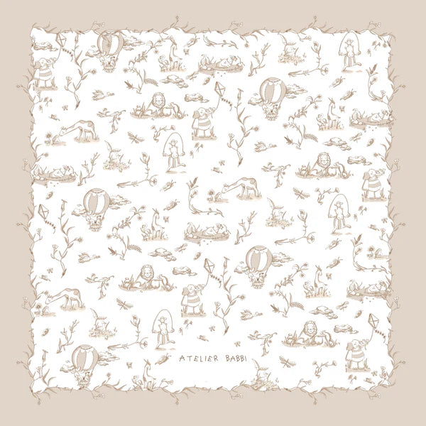 Double Layer Muslin Blanket Toile De Jouy/Beige