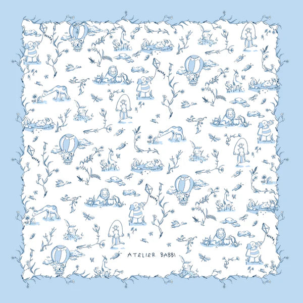 Double Layer Muslin Blanket Toile De Jouy/Blue