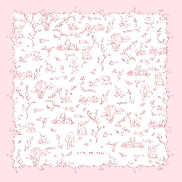 Double Layer Muslin Blanket Toile De Jouy/Pink