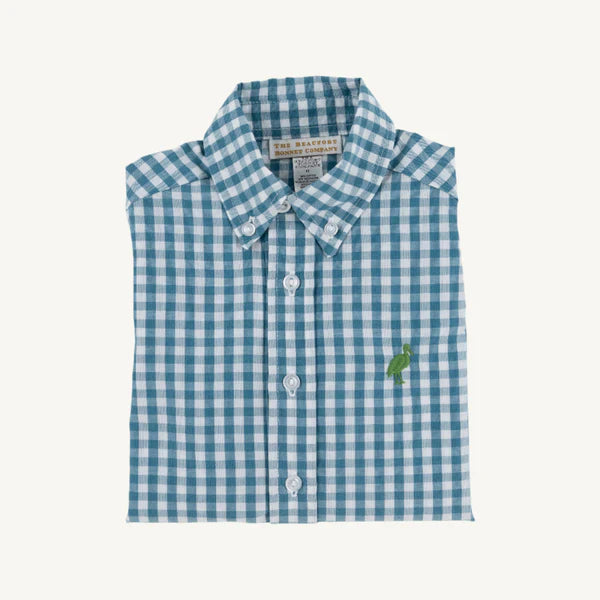 Dean's List Dress Shirt Barnsley Blue Gingham/Gallatin Green