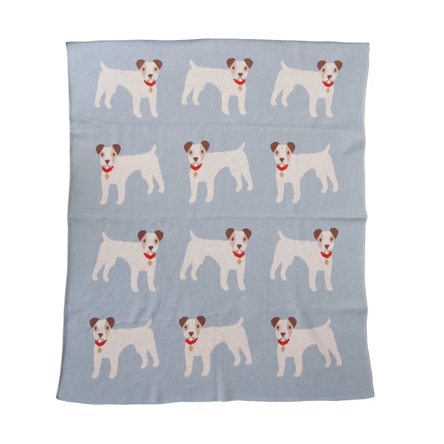 Cotton Knit Baby Blanket Dogs