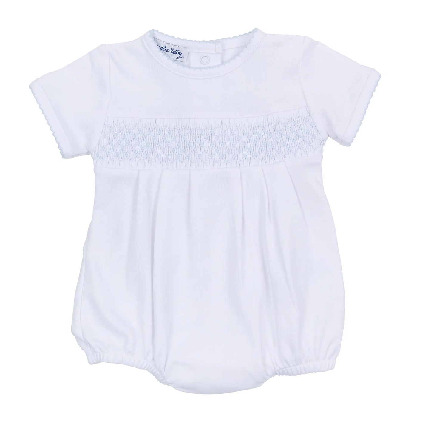 Essentials Solid Smocked Bubble White/Blue