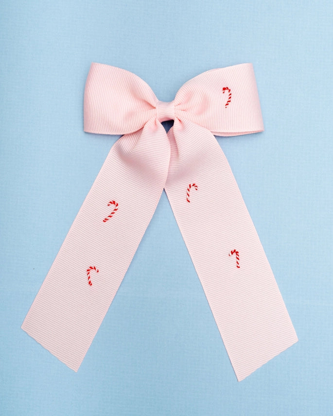 Candy Cane Village Bow Pale Pink