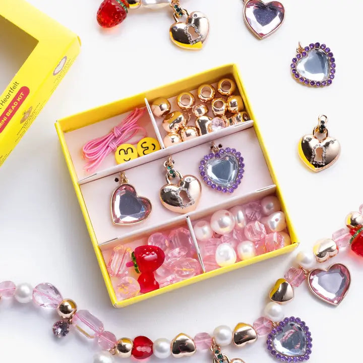 Pink and Purple Heart Charm Mini Bead Kit