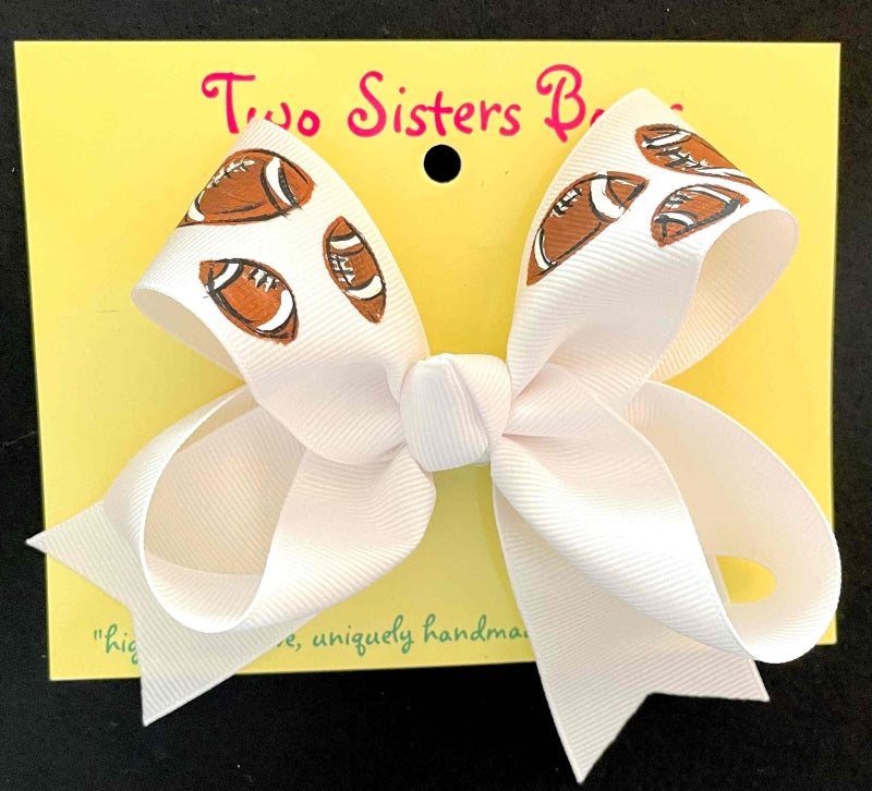 Football Collage Hand Painted Bow