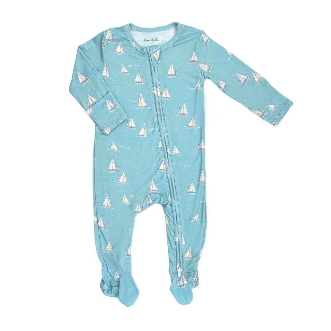 Smooth Sailing Bamboo Baby Zippered Footie Onesie