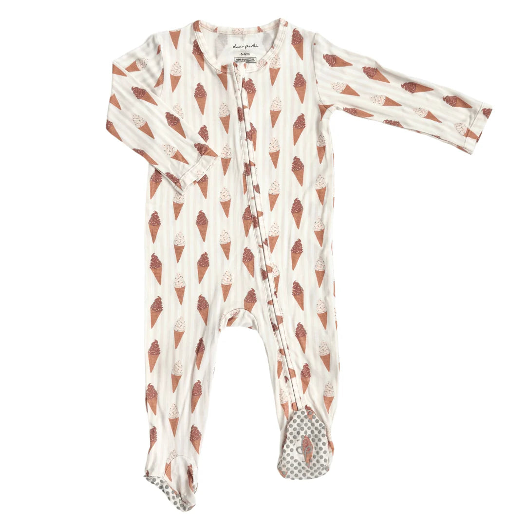Sundae Fun Day Bamboo Baby Zippered Footie Onesie