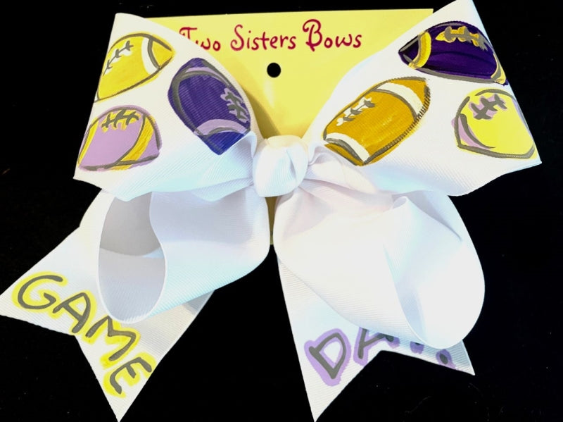 Game Day Collage in White Hand Painted Bows
