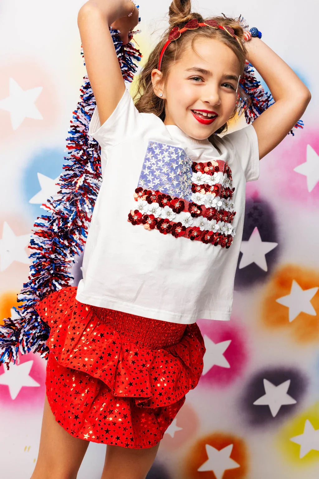Kids White American Flag Tee