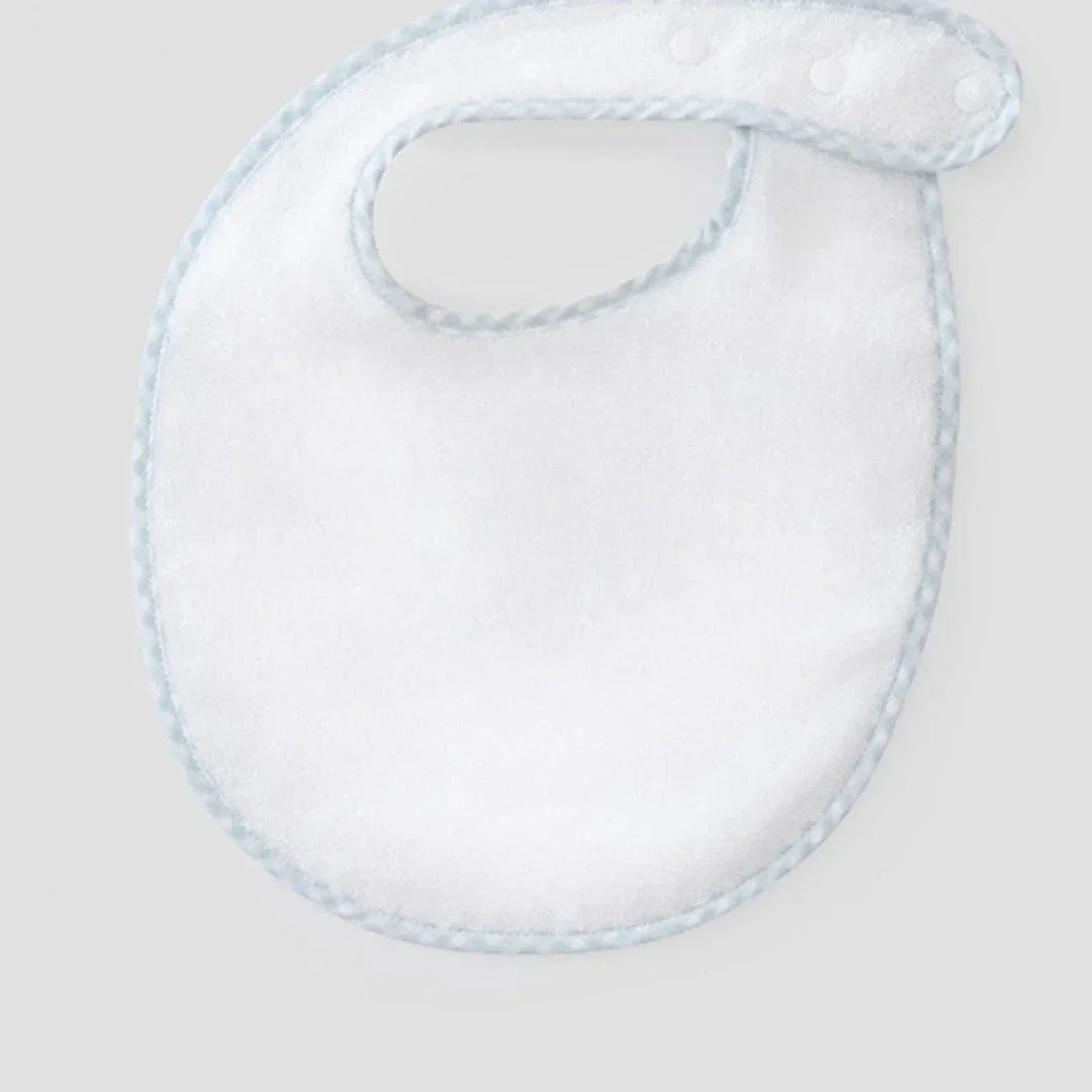 Light Blue Gingham on White Bib