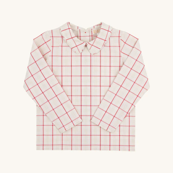 Peter Pan Collar Shirt Woven Yarn LS Oak Park Plaid