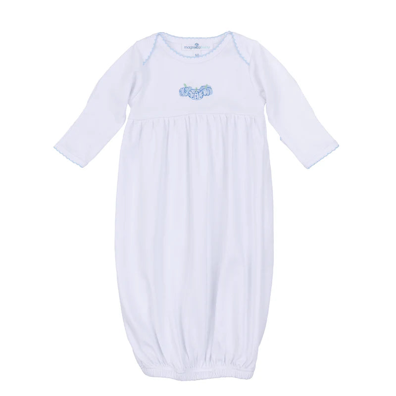 Precious Pumpkins Embroidered Gathered Gown Light Blue