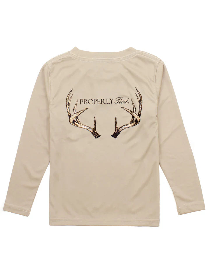 Boys Performance Tee LS Vintage Antler Sand