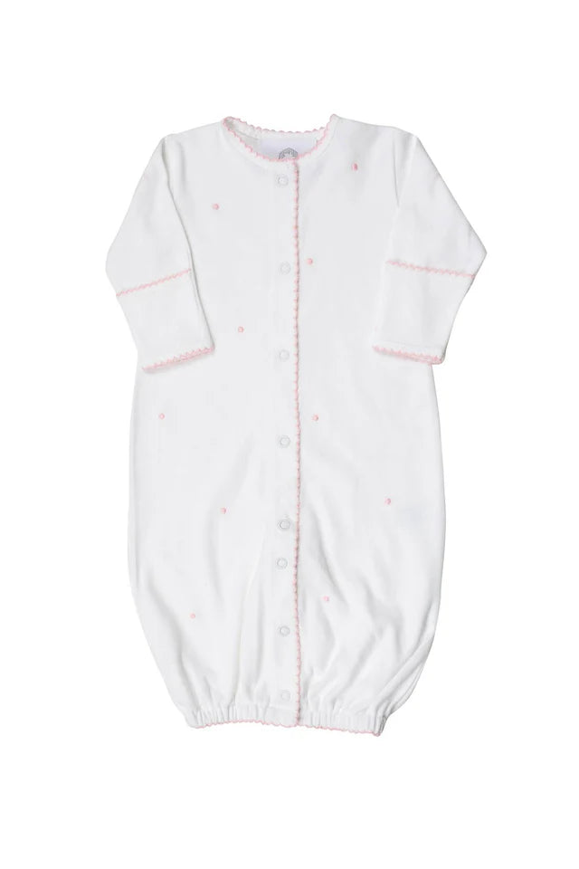 Scallop Dot Converter Gown White with Pink Dots