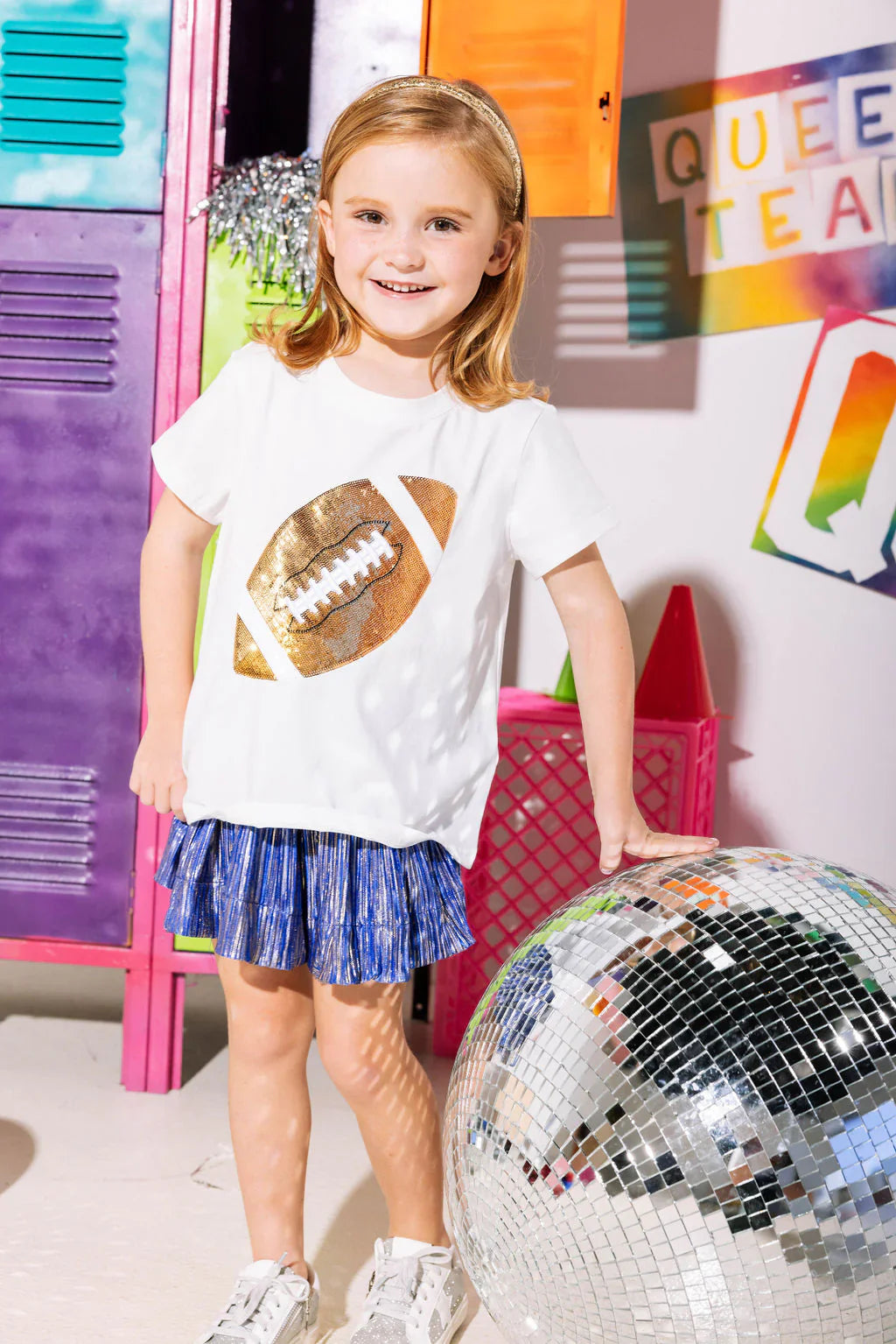 Kids White & Gold Football Tee