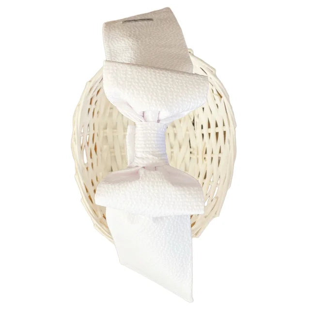 White Seersucker Basket Bow
