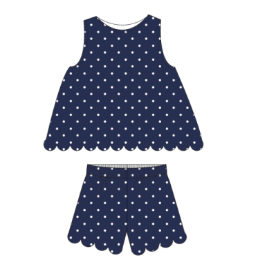 Girls Atlantic Dot Scalloped Short Set
