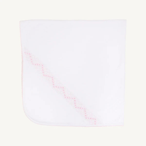 Sweetly Smocked Blessing Blanket Worth Ave White/Palm Beach Pink