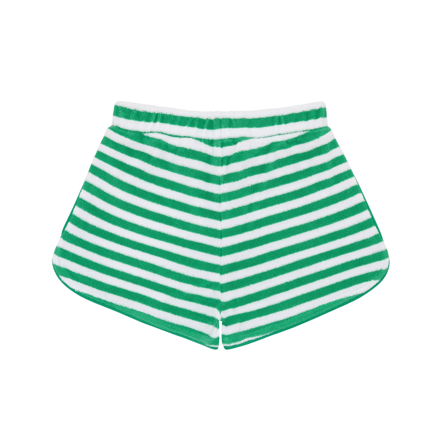 Green and White Stripe French Terry Shorts