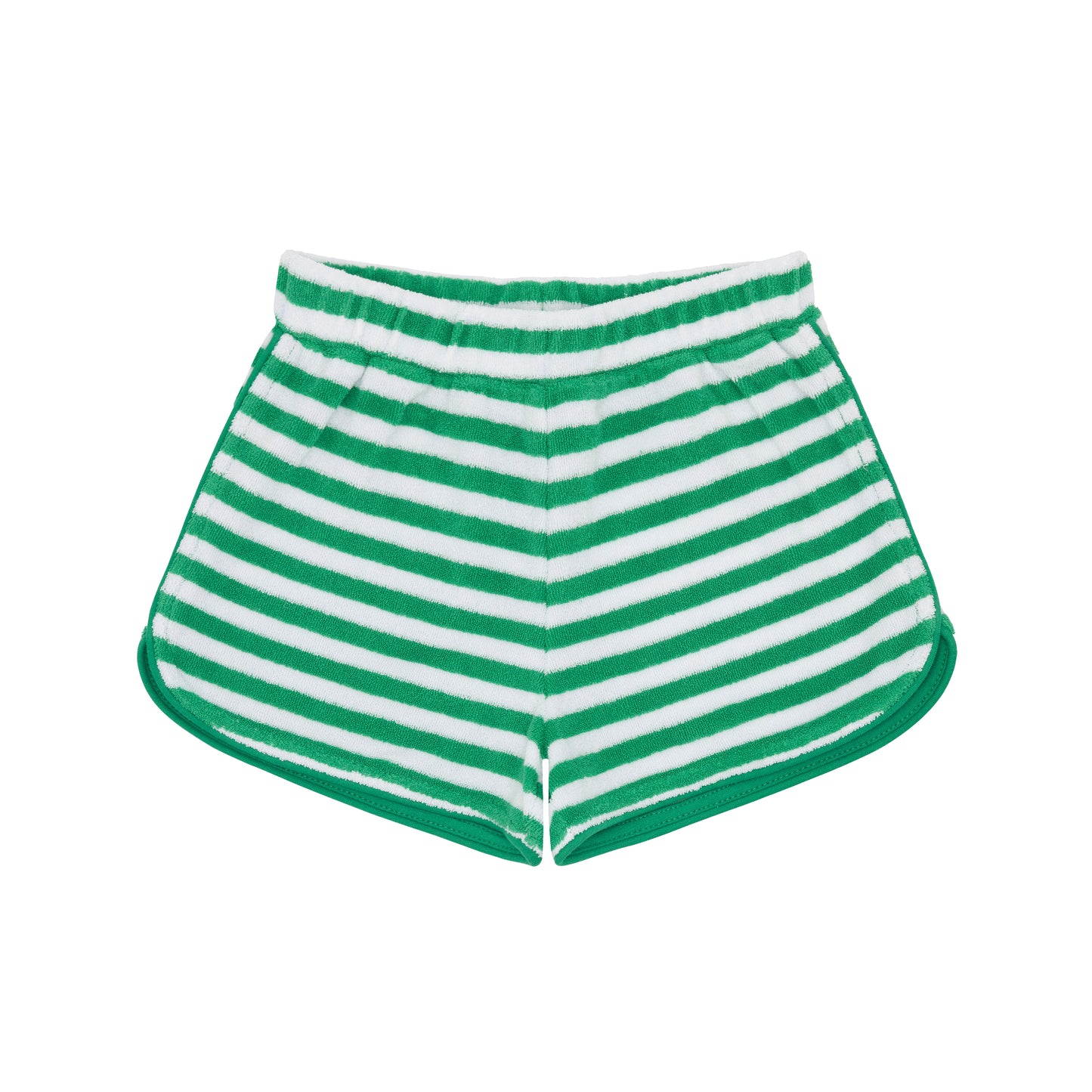 Green and White Stripe French Terry Shorts